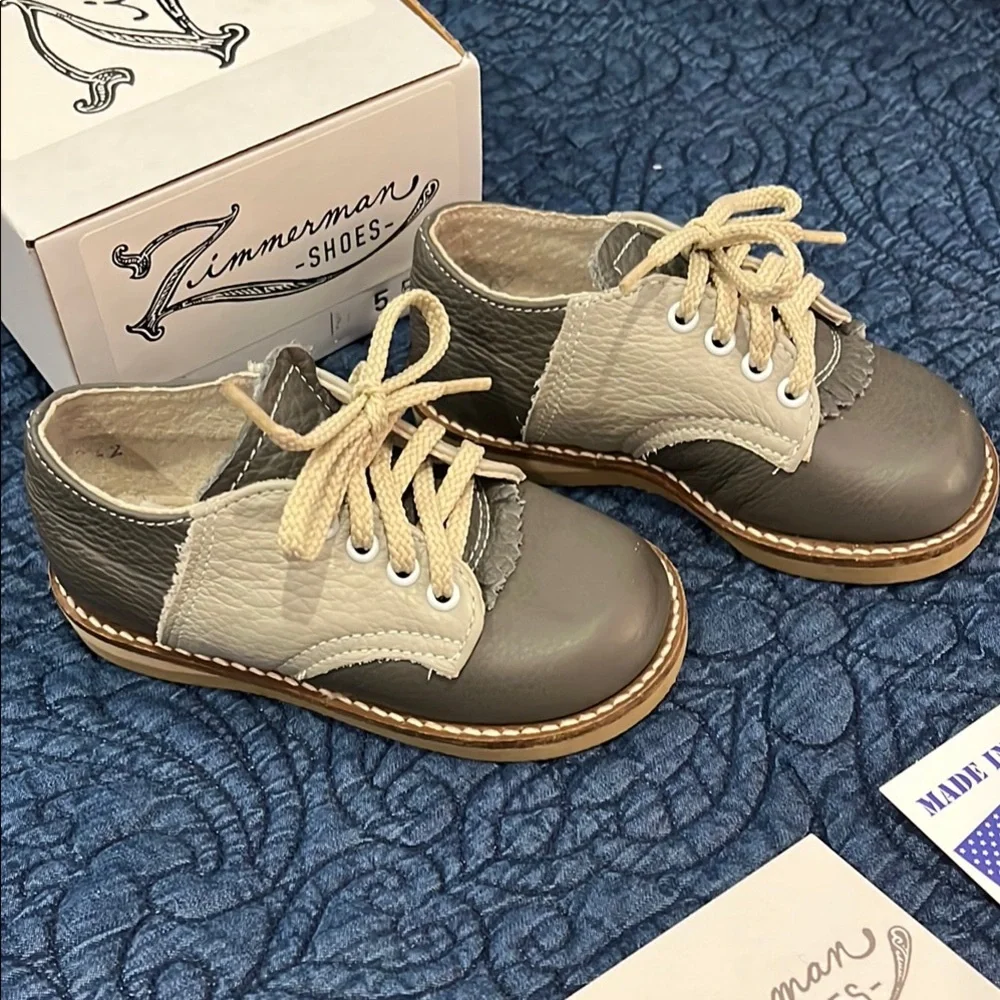 Zimmermann Dress Shoes Gray and Cream Classic Design - Picture 2 of 5